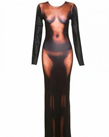 Maxi šaty s 3D potlačou tela Y2K