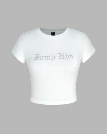 Rhinestone Letter Īsām piedurknēm Crop Tee