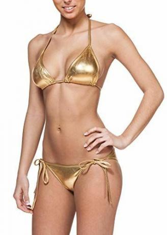 Bikini w metaliczne stringi