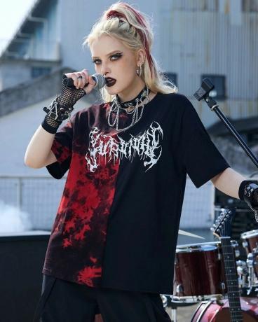 Grunge Punk Tie Dye Huruf Tee Grafis