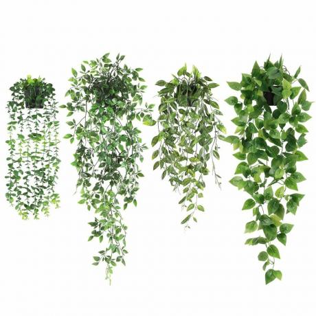 Nep hangende planten 4-pack muursticker