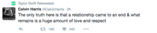 Taylor Swift havde det bedste svar på Calvin Harris 'tweet om deres brud