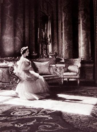 koningin lizabeth gemalin van koning george vi van het verenigd koninkrijk, door cecil beaton circa 1939