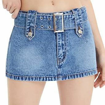 Mini-jupe décontractée en jean avec ceinture à boucle