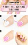 Nagelkunst met roze en witte randen