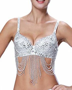 Reggiseno abbagliato con paillettes argento e diamanti