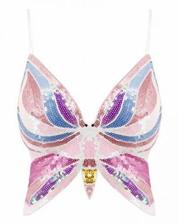 Sparkly Butterfly Sequin Crop Top