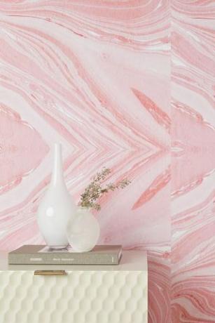 Papel pintado extraíble de mármol rosa de papel de persecución 