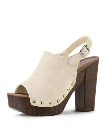 Slingback Platform paksud beežid sandaalid