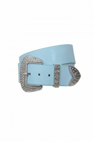 Cinturón de cuero liso con hebilla de diamantes de imitación occidental