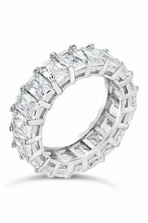 Srebrny Emerald CZ Eternity Band