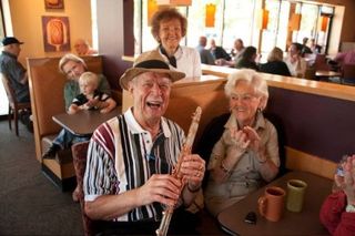 Begivenhed, bedsteforælder, aldershjem, restaurant, 