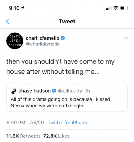 Chase Hudson charli d'amelio drama