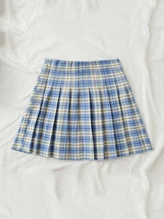 Mini-saia pregueada Plus Xadrez de cintura alta