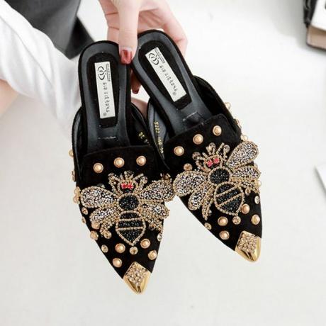 Винтаге Бее Мулес ципеле за жене са равним прстима