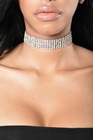 ვერცხლისფერი Rhinestone Choker