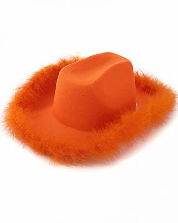 Fjäder orange cowboyhatt
