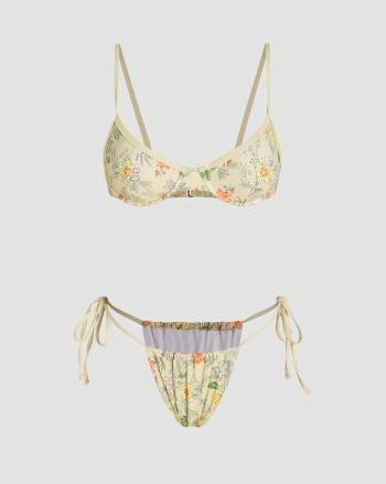 Costum de baie floral cu sârmă