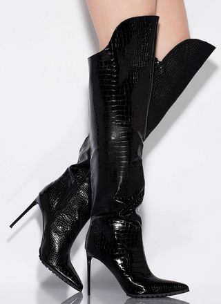 Killer Faux Crocodile Thigh-High Boots