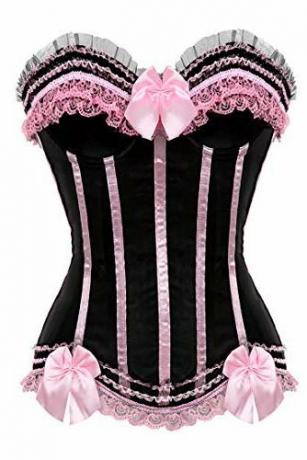 Corset bustier noir et rose