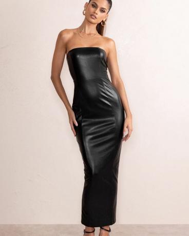 My Moment Black Faux Leather Dress