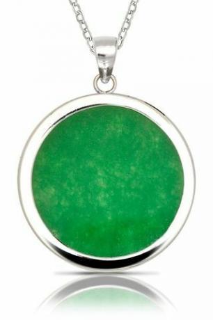 Collana con ciondolo a cerchio in giada verde da 16 pollici in argento sterling