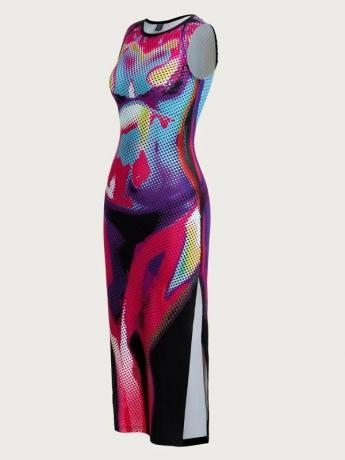 SHEIN ICON Body Heat Map Drukowana sukienka bez rękawów z rozcięciem na udzie