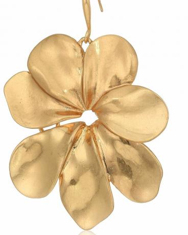 Sculpturale bloem gouden drop oorbellen
