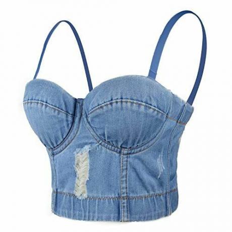 Megsemmisült Denim Bustier Crop Fűző