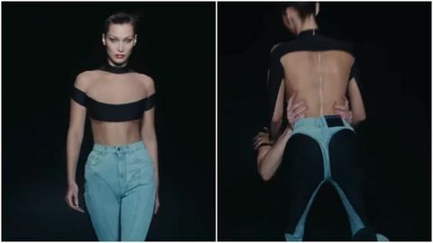 bella hadid mugler jeans