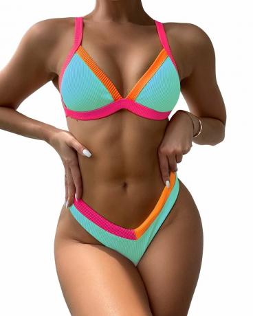 2-teiliger Colorblock-Triangel-Bikini