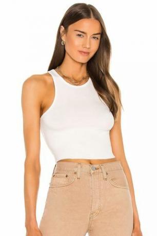 Geribbelde crop top met hoge hals