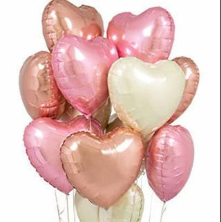 Воздушные шары из розового золота в форме сердца 