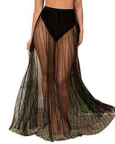 Sheer Mesh A Line Flowy Maxi-nederdel