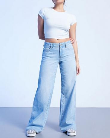 Øko lyseblå lavvekst baggy jeans