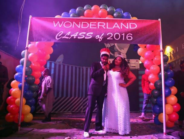 Лос-Анджелес, приблизно 17 листопада, ведучі Майк Райт і Ліззо відвідали пряме шоу mtvs Wonderland 17 листопада 2016 року в Лос-Анджелесі, Каліфорнія. Фото: Ренді Шропширеґетті. Зображення для mTV