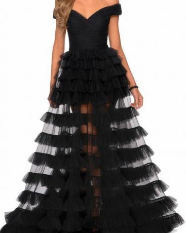 Off the Shoulder Sheer Tulle Ballgown
