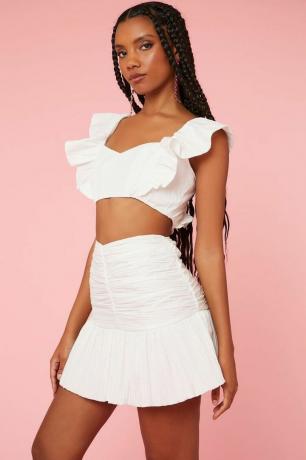 Butterfly-Sleeve Crop Top & skjørtsett