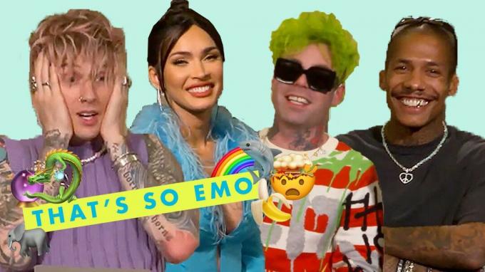 vista previa de los emojis FAVORITOS de Megan Fox, Machine Gun Kelly, Mod Sun y Boo | eso es tan emo | Cosmopolita