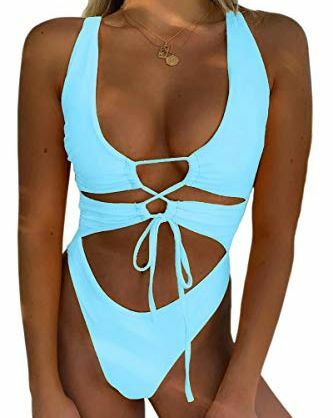 Jednodijelni kupaći kostim s visokim izrezom bez leđa i vezanjem