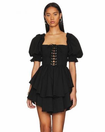 Lace Up Party Dress შავი