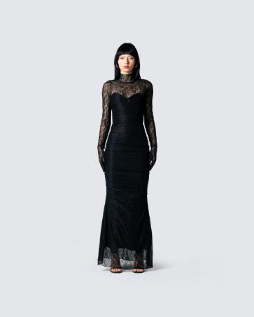 שמלת תחרה שחורה של שיאה