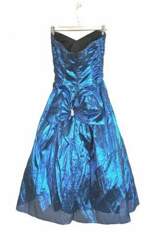فستان حفلات أزرق معدني كهربائي من الثمانينيات