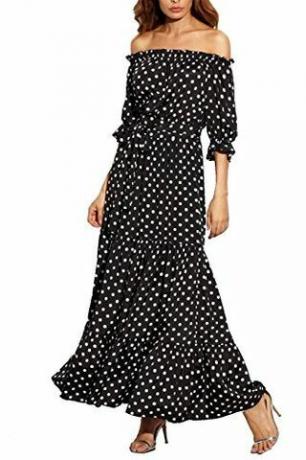 Жіночі літні жіночі літні довгі сукні в горошек R.Vivimos XL Чорний