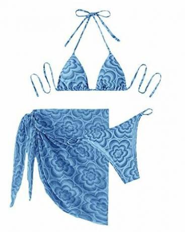 3 részes fürdőruha Virágos kötőfék háromszög bikini szett 