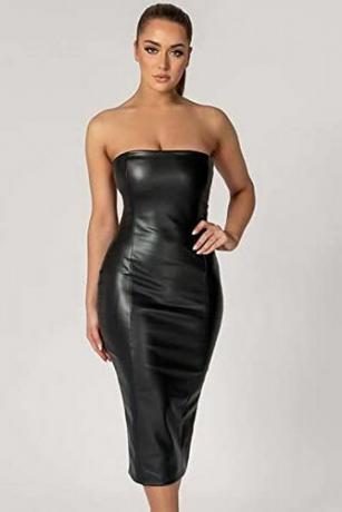 PU ādas strapless Bodycon kleita