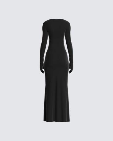 Чорна сукня з вирізом і рукавичками Vox