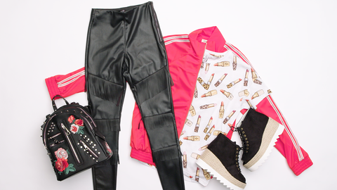 Klær, rosa, rød, joggebukse, bukser, sportsklær, font, aktive bukser, jeans, lomme, 