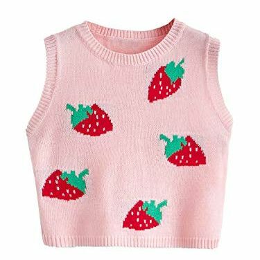 Gilet pull fraise sans manches