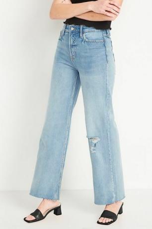 Ekstra høymidjet Sky-Hi Wide-Leg Ripped Jeans for kvinner
